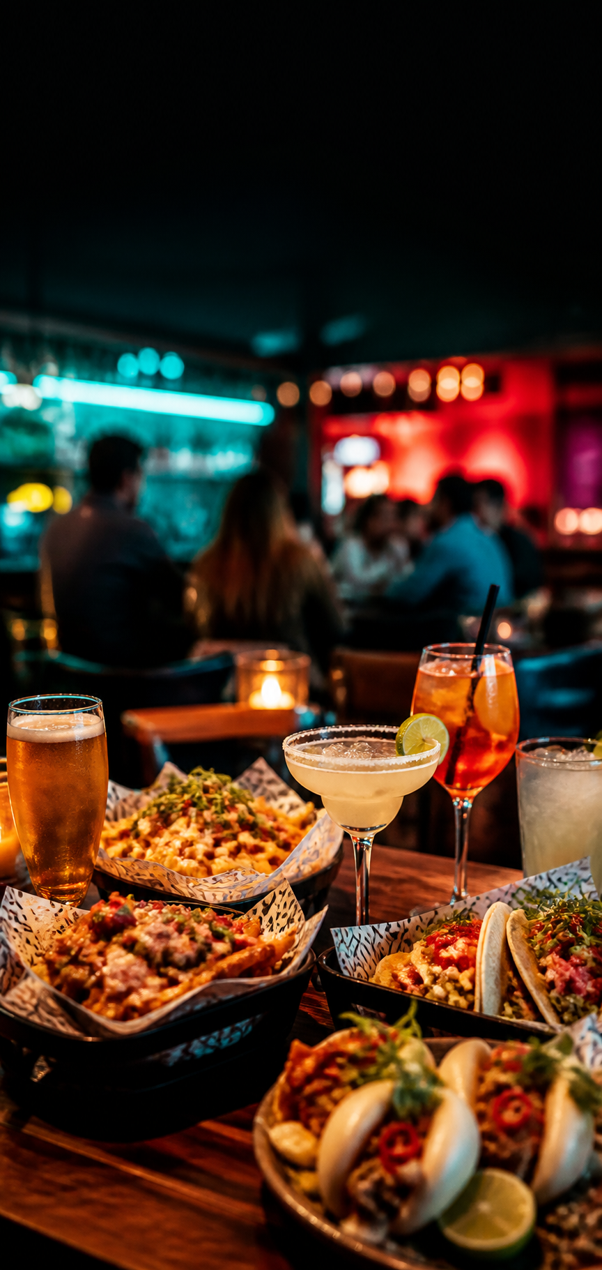 Street food, cocktails and social bar atmosphere